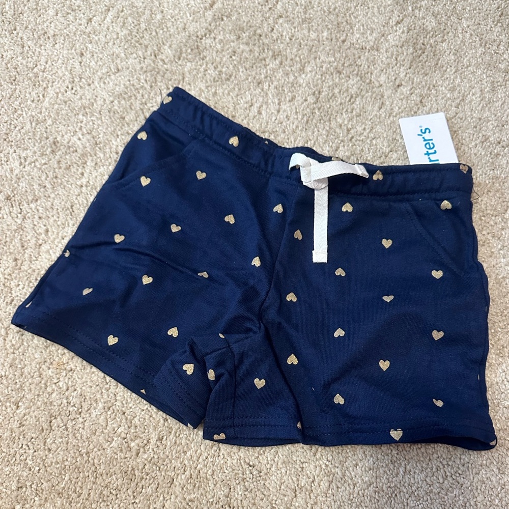 NWT Carter's Navy Heart Print Kids Shorts